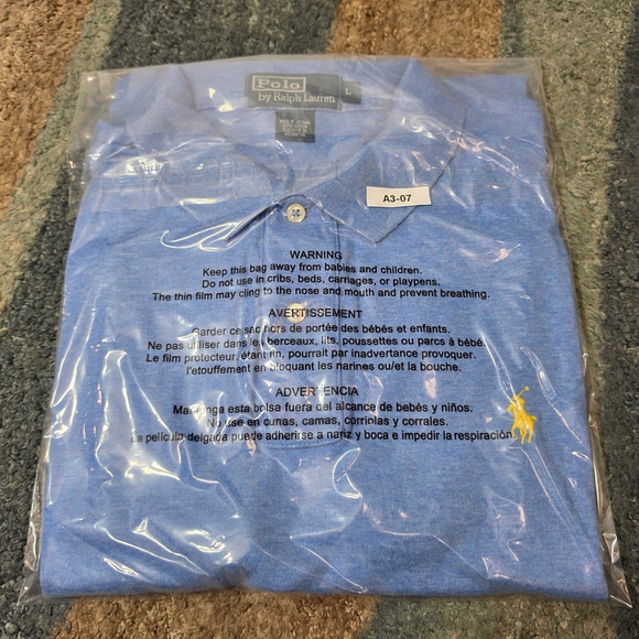 Polo Ralph Lauren Blue Short Sleeve 100% Cotton Polo Shirt Men's Size L - Picture 8 of 8